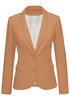 Almond Brown Women's Long Sleeve Formal Notch Lapel Button Down Blazer Pockets Jacket