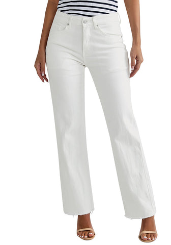 Off White Women's Straight Leg Pull On Denim Pant High Waisted Stretch