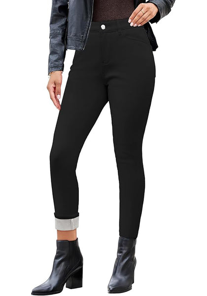 Women's High Waisted Fleece Lined Skinny Jeans Warm Stretch Denim Pants