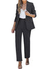 Charcoal Women's Blazer Set Business Casual Full Fit Blazer Jackets and Straight Pant Suits with Pockets