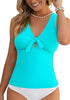 High Stretch One Piece Swimsuit Tie Front Keyhole Sleeveless Tank Style Swimwear