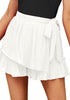 Brilliant White Women's High Waisted Ruffle Skort Elastic Waist Casual Shorts