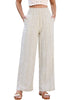 Women’s Striped Wide Leg Pants Causal Elastic High Waist Full Length Trousers with Pockets