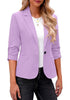 Lavender LookbookStore Women's Crop Sleeves Side Pockets Front Button Short Work Office Blazer Coats