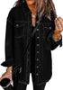 True Black Button-Up Oversized Women's Denim Shacket