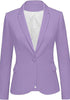 Lavender Womens Notched Lapel Pockets Button Work Office Blazer Jacket Suit