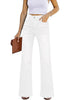 White Mid-Waisted Stretchable Straight Leg Denim Jeans