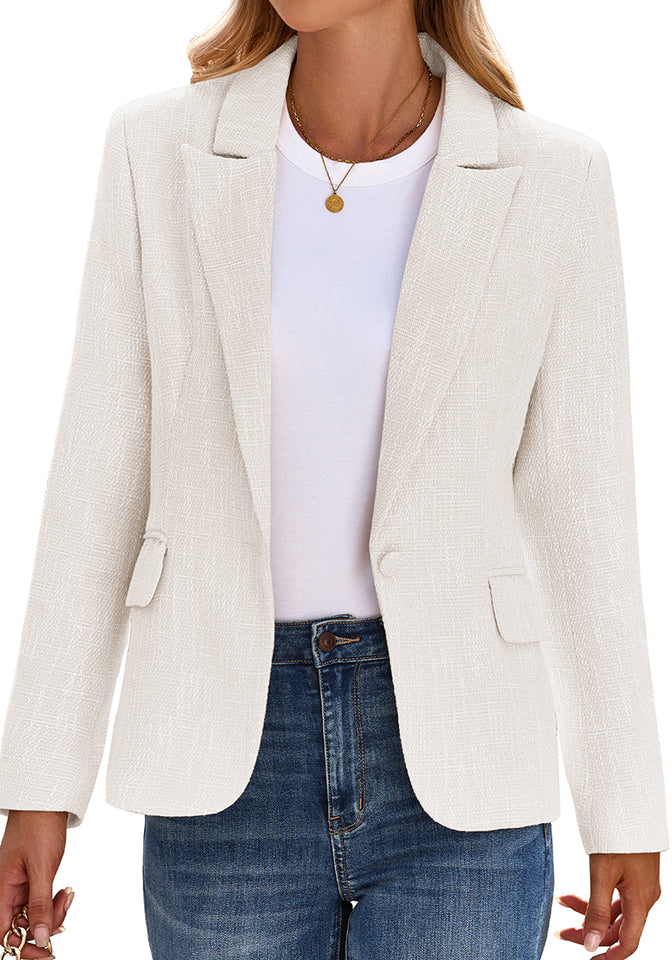 Bright White Women's Business Casual 2 Piece Blazer Jacket