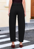 LookbookStore True Black Barrel Jeans for Women Chic Retro High Waist Loose Cropped Denim Pants with Utility Patch Pockets