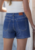 LookbookStore Women Classic Blue High Waist Eyelet Embroidered Wide Leg Denim Shorts Stretchy Summer Mid Thigh Jean Shorts