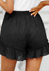 Black Women's High Waisted Ruffle Skort Elastic Waist Casual Shorts
