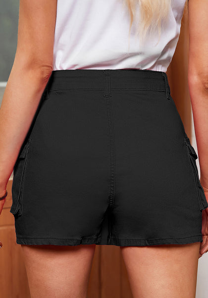 Black Women's High Waist Cargo Pocket Skirt Y2K Short