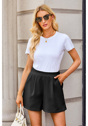 Black Women's High Waisted Pleated Dress Shorts for Business and Casua – Lookbook Store