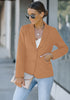 Almond Brown Women's Long Sleeve Formal Notch Lapel Button Down Blazer Pockets Jacket