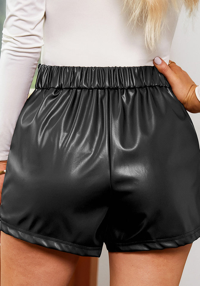 Women's High Waist Faux Leather Shorts Sexy PU Leather Matt