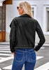 Black Women's Faux Leather Long Sleeve Motorcycle Biker Warm Jacket