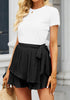 Black Women's High Waisted Ruffle Skort Elastic Waist Casual Shorts