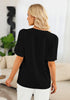 Black Women's Puff Sleeve V-Neck Blouses Business Casual Work Tops
