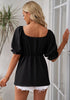 Blouses for Women Business Causal Peplum Dressy Tops Ruffle Puff Sleeve Elegant Work Tunic