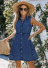Wishful Blue Denim Dress for Women Sleeveless Babydoll Button Down Short Jean Dresses Cute Summer