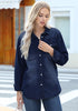 Blue Plunge Women's Trendy Long Denim Jackets Oversized Shackets with Pockets