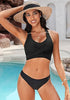 Black Women's Adjustable Strap Bikini Top Criss Cross Padded V-Neck Sexy Swimwear Swim Tops