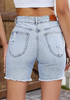 LookbookStore Women’s High Waisted Distressed Bay Blue Mid Thigh Denim Shorts Frayed Cut Off Stretchy Jorts