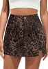 High Waisted Stretchy Leopard Print Mini Skorts Women Fashion Casual Bottoms
