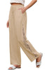 Women's Loose Wide Leg Pants with Hollow Out Side High Waisted Drawstring Elastic Casual Summer Trousers
