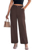 Women's High Waisted Wide Leg Soft Twill Pants Relaxed Fit Patch Pocket Trousers