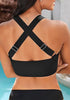 Black Women's Adjustable Strap Bikini Top Criss Cross Padded V-Neck Sexy Swimwear Swim Tops
