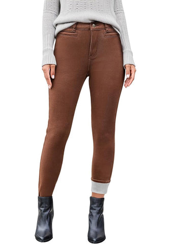 Women's High Waisted Cappuccino Skinny Fleece Lined Denim Jeans