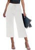 Casual Capri Jeans for Women Wide Leg Elastic Drawstring Waist Cropped Denim Trousers