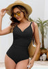 One Piece Swimsuit for Women Front Crisscross Ruched Adjustable Straps Padded Cups Swimming Suits