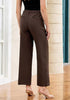 Women's High Waisted Wide Leg Soft Twill Pants Relaxed Fit Patch Pocket Trousers