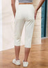 Women's Stretchy High Elastic Waist Wearable Tapered Short Cargo Capri Pants