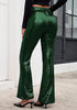 Women's High Shine Wide Leg Trousers Glitter Sequin Evening Pants Clubwear High Waist Glam