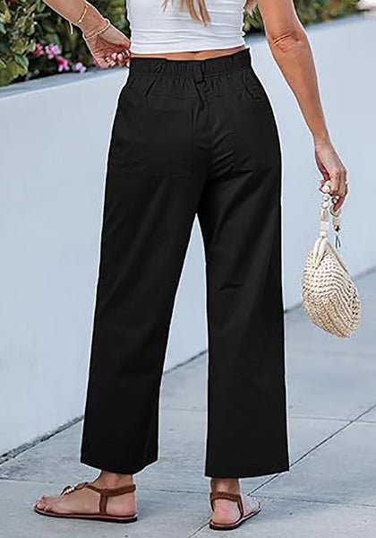 Women's Comfy High Waist Wide Leg Tailored Relaxed Fit Daily Wear Pants