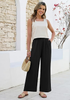 LookbookStore Women's Black High Waisted Wide Leg Linen Pants Paper Bag Smocked Waist Casual Summer Beach Palazzo Pants