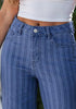 High Waisted Striped Wide Leg Jeans for Women Vintage Denim Loose Fit Casual Pants