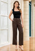 Women's High Waisted Wide Leg Soft Twill Pants Relaxed Fit Patch Pocket Trousers