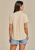 Beige for Women's Lapel Button Front Short Sleeve Top Casual Blouse Button-Down Shirt