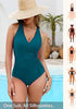 Women One Piece Swimsuit V Neck Wrap Design Side Drawstring Ruched Sleeveless Tank Swimwear
