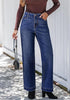 Darkness Blue Women's High Waisted Wide Leg Jeans with Comfort Stretch and Functional Pockets