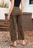 Women's Leopard Print Wide Leg Pants with Drawstring Elastic Waist Casual Loose Trousers for Summer Lounge & Vacation