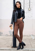 Women's High Waisted Cappuccino Skinny Fleece Lined Denim Jeans