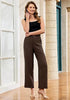 Women's High Waisted Wide Leg Soft Twill Pants Relaxed Fit Patch Pocket Trousers