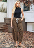 Women's Leopard Print Wide Leg Pants with Drawstring Elastic Waist Casual Loose Trousers for Summer Lounge & Vacation