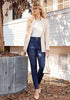 Darkness Blue High Waist Skinny Jeans with Elastic Waistband for Women Stretch Denim Functional Pockets Comfort Fit Jeggings