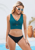 Women's Cropped Tankini Top Bow Knot Cut out Ruched Bikini